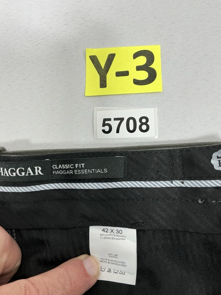 Calça social masculina Haggar ajuste clássico 42x30 cintura ajustável verde - Imagem 3 de 4