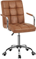 Adjustable Office Chair Leather Computer Desk Chair Retro Brown | Mid Back Task