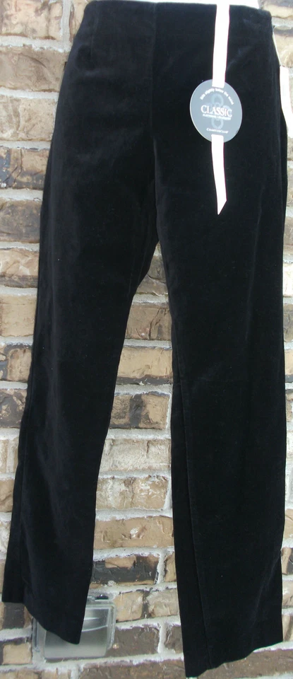 NWT Genuine CHARTER CLUB classic flattering fit  black velvet pants, size 2P