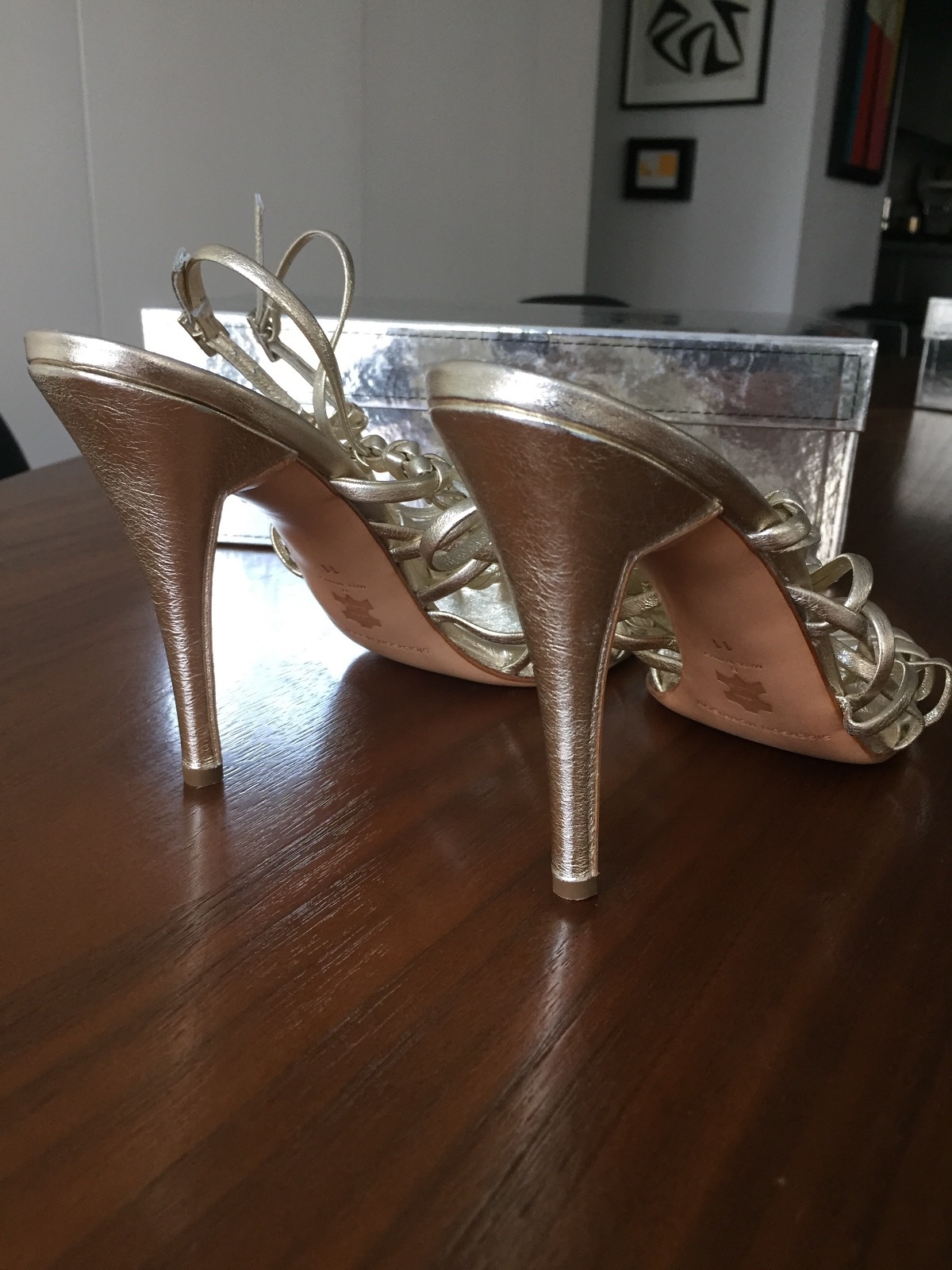 Sigerson Morrison Light gold Metallic Hi Heel Heel Heel Sandals sz 11 Made in 286255 Sigerson Morrison Light gold Metallic Hi Heel Heel Heel Sandals sz 11 Made in 286255