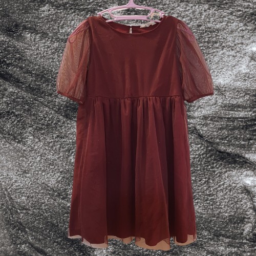 H&M Girls sz 10 Maroon Sparkle Shimmer Layered Tulle Party Holiday Dress
