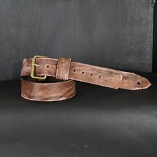 Aged Leather Guitar Strap. Adjustable Buckle. 2 inches Wide. Distressed BROWN
