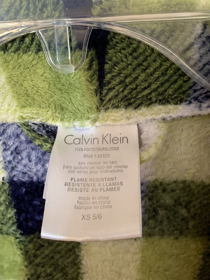 Bata Niño CALVIN KLEIN TALLA XS 5/6 5-6 Verde Azul Blanco Cuadros Monograma Foto 3 de 4