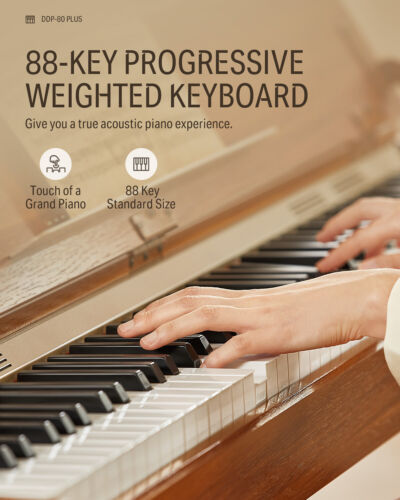 Donner DDP-80 PLUS Digitalpiano Hammermechanik 88 Tasten mit Abdeckung & Ständer - Bild 3 von 8