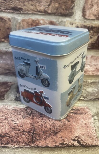 Vespa Small Caddy / Storage Tin with Vintage Classic Scooter Models Design