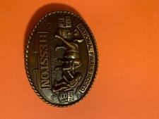 VINTAGE HESSTON 1981 NATIONAL FINALS RODEO NFR ADULT BELT BUCKLE NIP