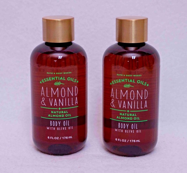 Bath Body Works Essential Oils Almond Vanilla 6 Oz Body Oil Set Of 2