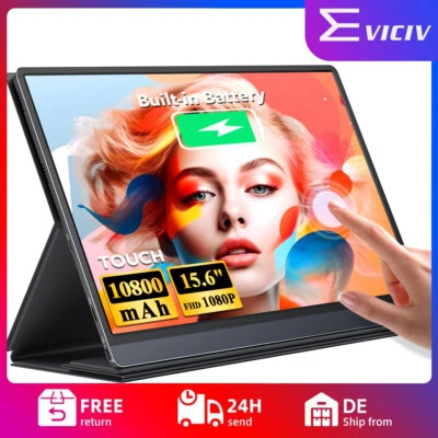 EVICIV | Monitor Touch Screen Portatile 15.6" Schermo USB C con Batteria per PC