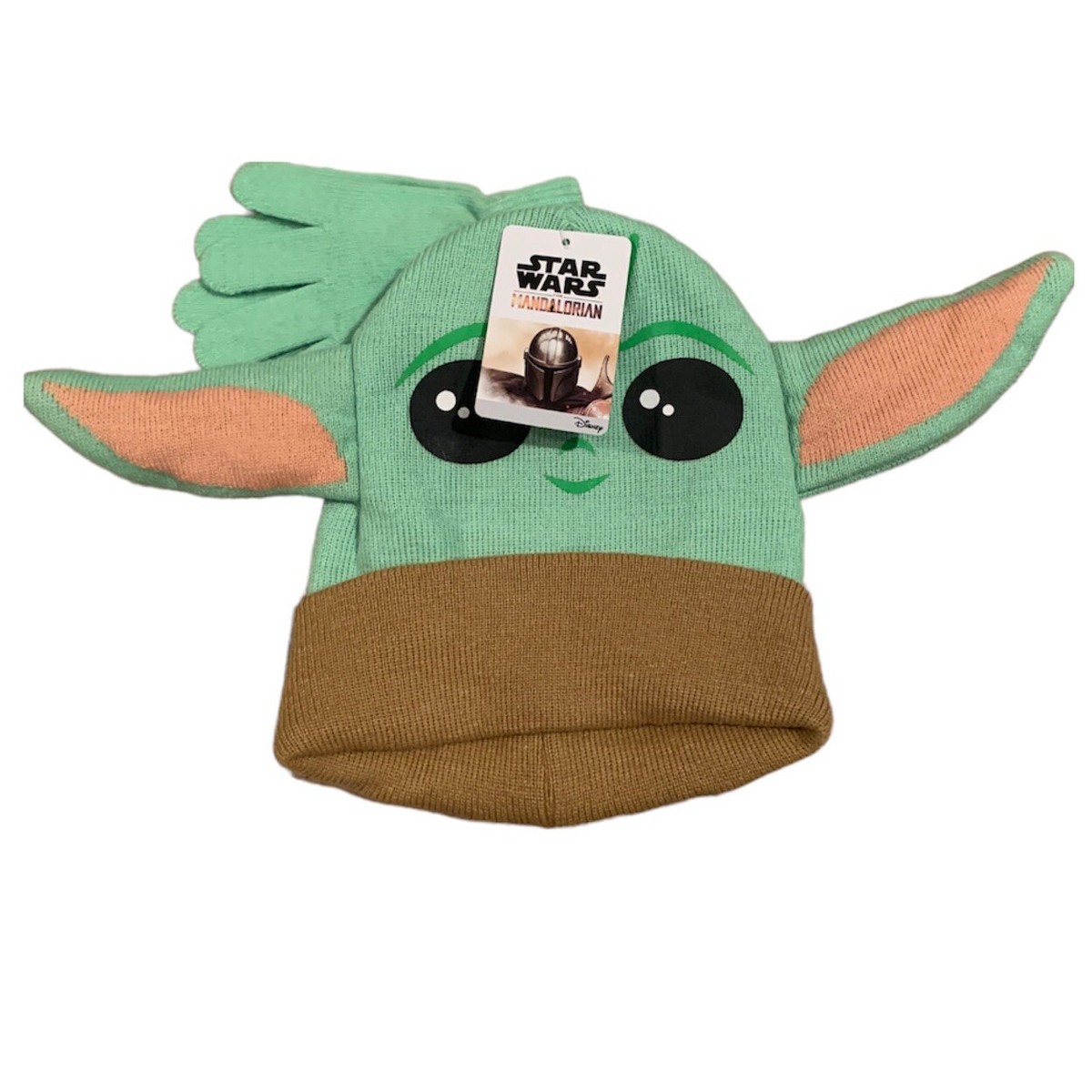 Star Wars Mandalorian Grogu Flip-Down Beanie & Gloves Set – Green