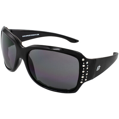 Birdz LadyBird Fashion Padded Sunglasses Rhinestones Black Frames & Smoke Lenses