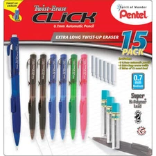 Pentel Twist Erase Click Mechanical Pencil, 0.7mm, 6 Count