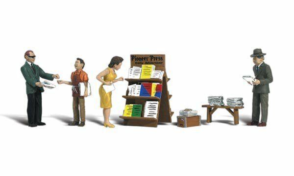 O Scale Newsstand (4) One Woman Three Men Woodland scenics A2740