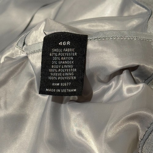 J Ferrar Suit Jacket Mens 46R Light Gray 2 Button Front Peak Lapel Stretch NWT - Picture 8 of 15