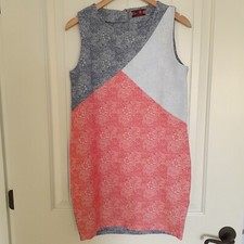 Isle by Melis Kozan Sleeveless Colorblock Short Mini Shift Dress Blue Red Size S