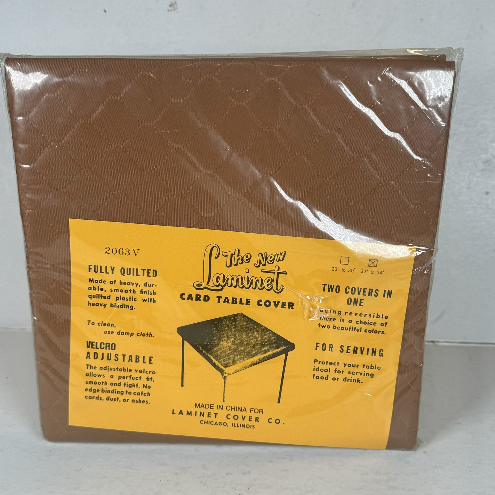 Vtg The New Quilted Card Table Cover Reversible Brown 32" to 34