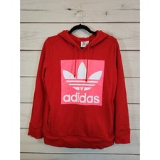 Adidas Women's Red Solid Long Sleeve Pullover Hoodie  Sweatshirt Size Medium
