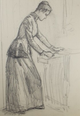 Bleistiftskizze, 'Die Schulherrin', Leonard Leslie Brooke (1862 - 1940)