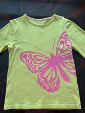 Mini Boden girls Long sleeve Butterfly shirt 7 8 yellow pink NWOT