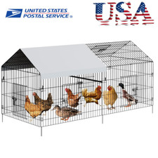 Metal Chicken Coop Chicken Run Pen for Yard with Cover Outdoor Metal Portable