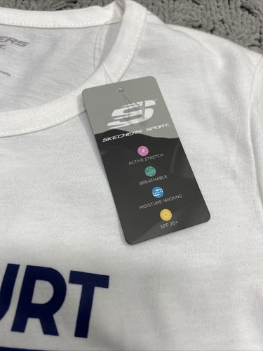 Sketchers Sport Tennis The Court Is Calling Girls Size Small White T Shirt Logo - Picture 5 of 11