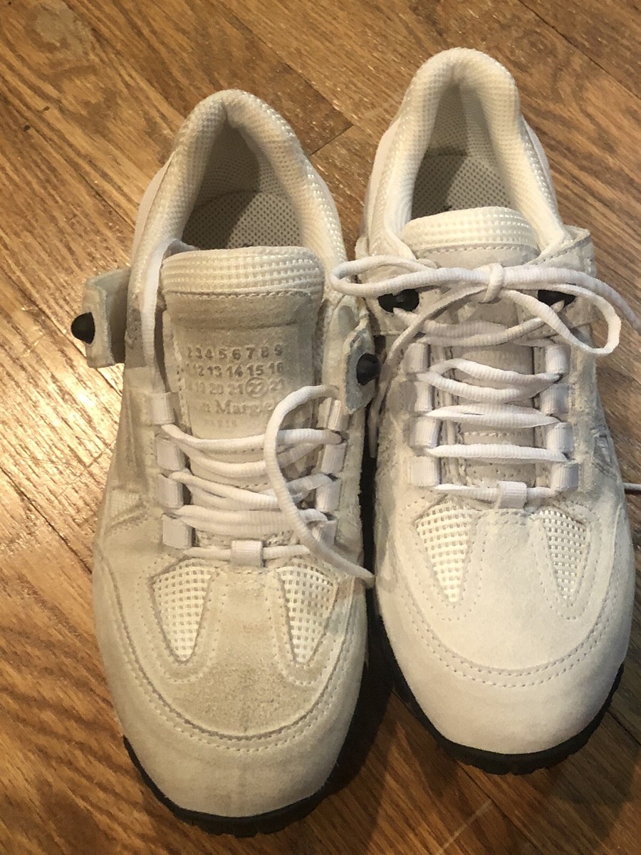 NWOB $995 MAISON MARGIELA Black White Grey Suede Security Sneakers