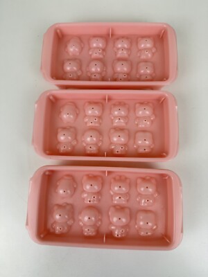 Vintage 1998 Sanrio Smiles Hello Kitty + Friends Ice Cube Tray Pink Set Of 3