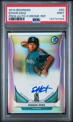 2014 BOWMAN PROSPECT AUTO CHROME-REFRACTOR EDWIN DIAZ #/500 PSA 9 