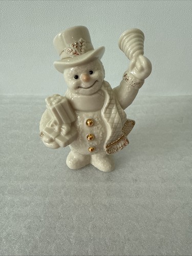 Mini Figura Muñeco de Nieve Lenox con Árbol de Navidad Estatuilla Acentos Dorados