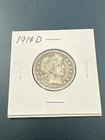 1914-D Barber Quarter 25c - .9 Silver / Original / Beautiful Coin! - No Reserve!