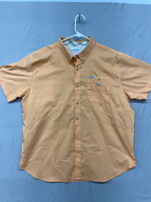 Columbia PFG Slack Tide Camp Orange Button Down Collared 219
