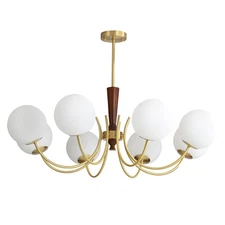Lighting 8 Light Gold Chandeliers Mid Century Modern Globe Chandelier Brushed...