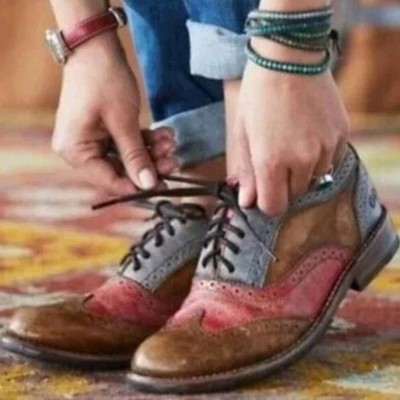 Bed Stu Lita Black and Rose Leather Wingtip Oxfords Size 7  display picture 3