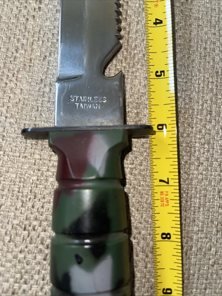 Vintage 80’s Rambo Style Survival Knife Stainless Camo Camouflage Compass - Image 2 of 4