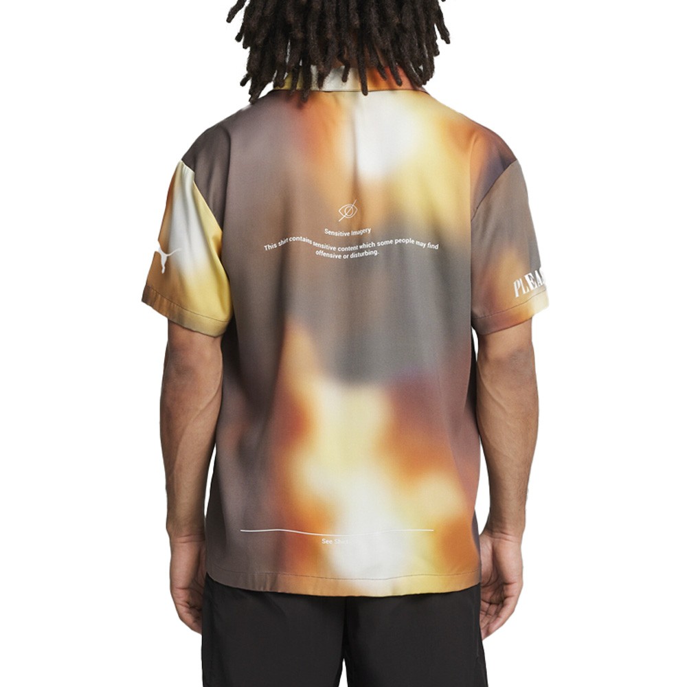 PUMA Graphic Collared Short Sleeve Button Up Shirt X
