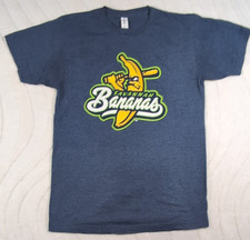 Savannah Bananas Men s Blue T Shirt Size Medium Big Cartoon Bat Logo Baseball