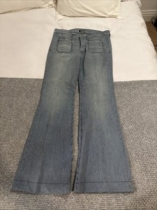 Hudson Jeans Vintage Vertical Striped Blue White Women’s Flair Pants Size 29