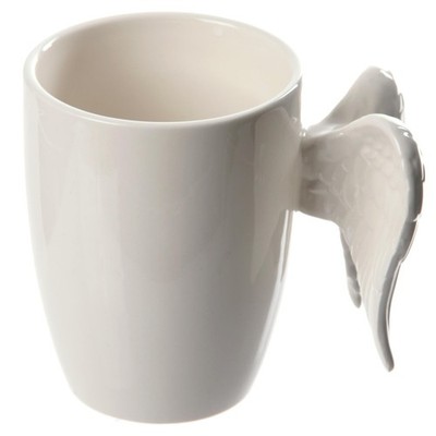 Weiß Keramik Kaffeebecher Engelsflügel Griff Neuheit Tee Heißgetränke Tasse Neu Geschenk
