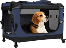 30" Collapsible Rolling Dog Crate Medium Dogs Up to 44 lbs,Detachable Wheel
