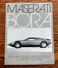 1973 MASERATI BORA - 2-sided Gray/Black/White Brochure - English Text