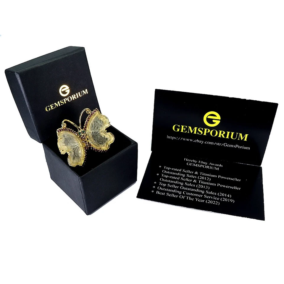 Anillo de plata de ley 925 hecho a mano tallado cuarzo limón sin tarifas de importación de EE. UU. Foto 2 de 4