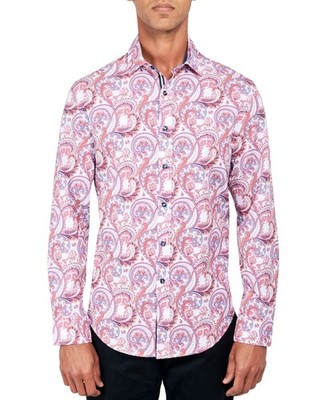 Society of Threads Men's Regular-Fit Non-Iron Performance Stretch Paisley-Print