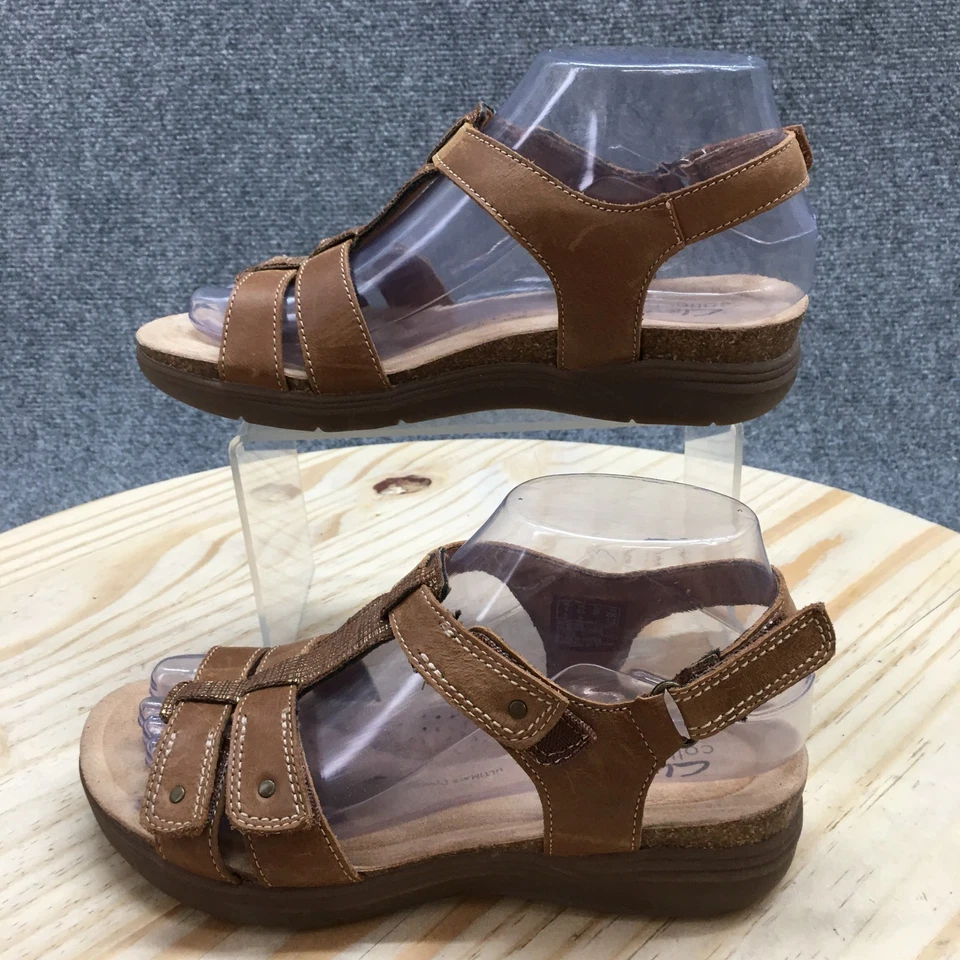 Sandalias Clarks para mujer 6,5 M April Cove con cordones marrón punta abierta confort 26170511 Foto 2 de 4