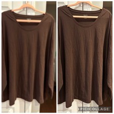 Amazon Essentials Women's Long Sleeve Scoopneck Tshirts Pack of 2, Brown, 6XL