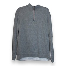 Tommy Bahama Sweater Mens Large Pullover 1/4 Zip Gray Casual Reversible