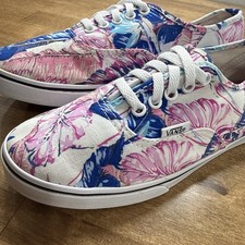 Vans Era Floral Sneakers Womens 6, Mens 4.5 Pink/Blue Colorful Low Top Lace Up