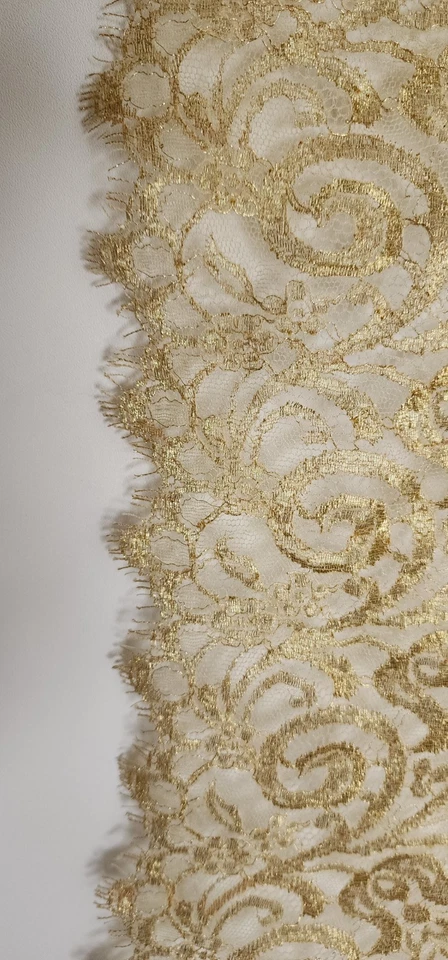 Couture Metallic Gold Lace Fabric – 33” x 40” – Luxury Bridal, Evening Wear - Image 3 of 4