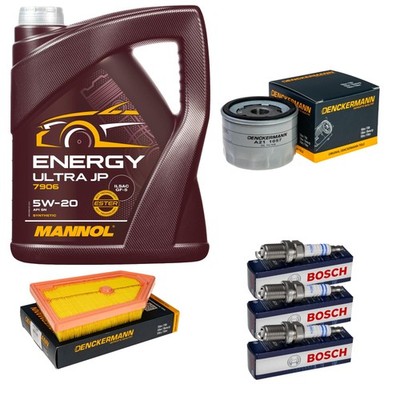 Inspektionspaket 5L MANNOL Energy Ultra JP 5W-20 Zündkerzen für Ford Fiesta