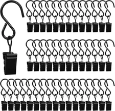 46 Pack Curtain Hooks Metal Clips, Light Clips for outside String Lights Curtain