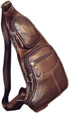 Leather Sling Bag Backpack for Men Women Crossbody Shoulder Chest Day Pack Outdo