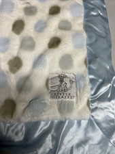 Litte Giraffe Brand Baby Blanket Super Soft Plush Faux Fur Polka Dot Blue Satin